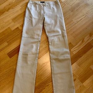 Women’s BCBG light tan leather boot cut pant